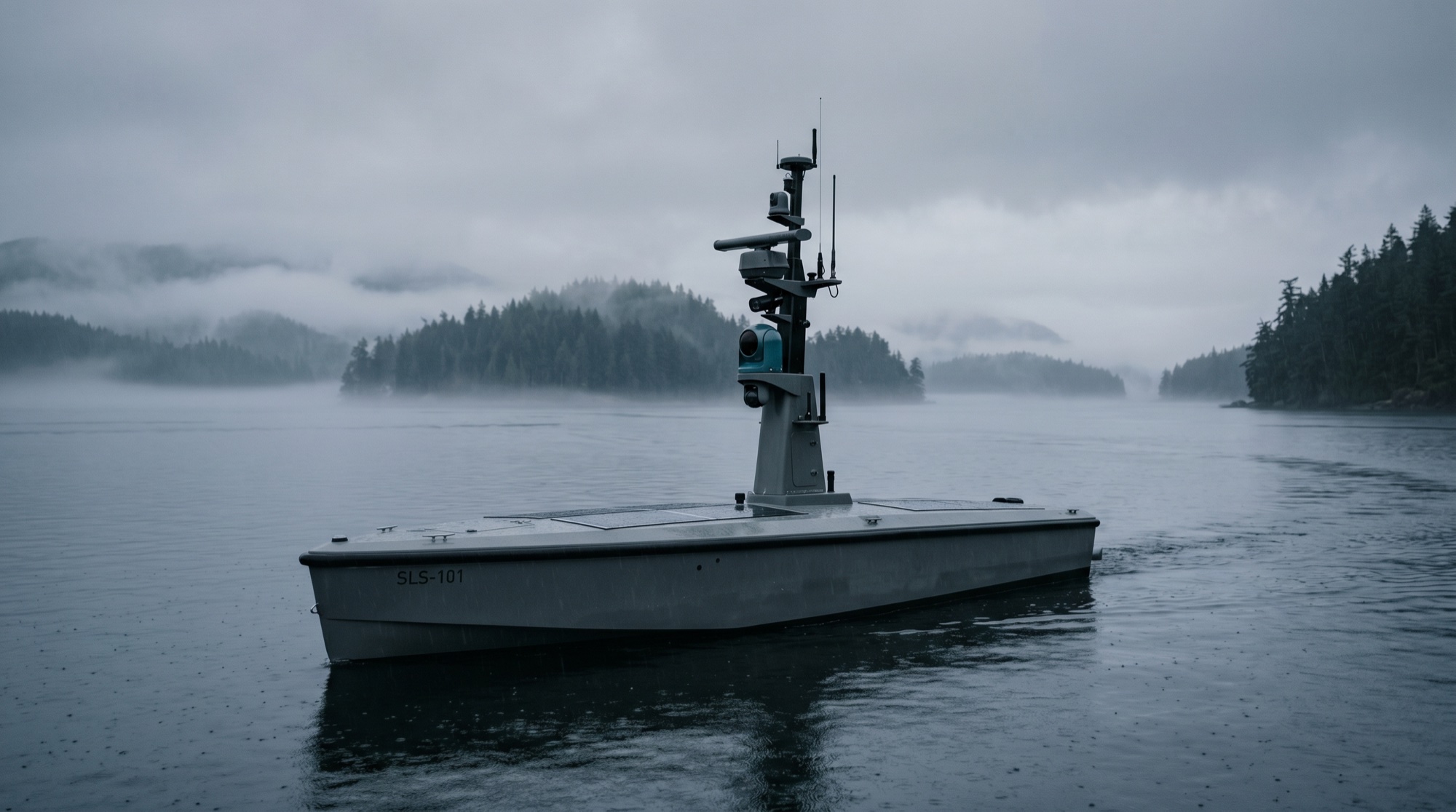 Slackwater long-endurance USV holding station on a fog-bound Salish Sea inlet